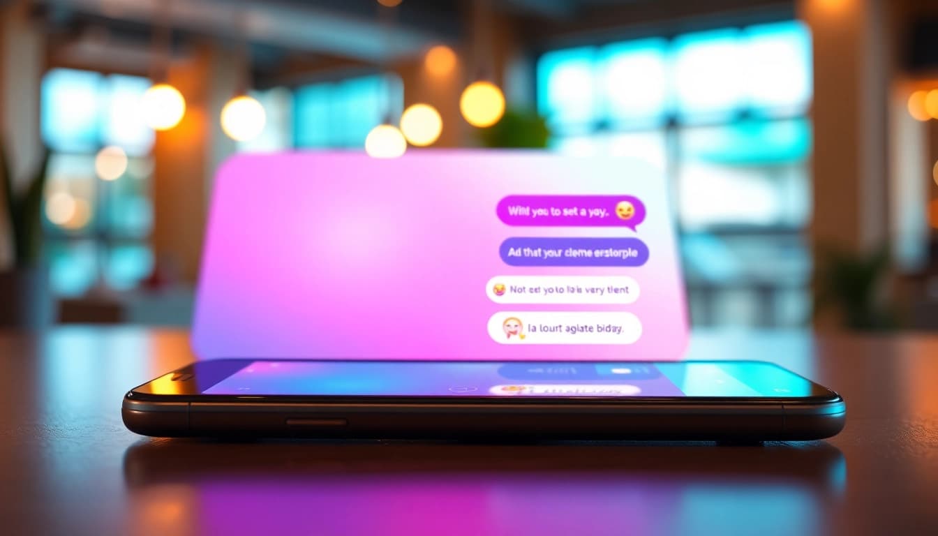 Engaging visual of a sex AI chat interface on a smartphone, showcasing playful conversation elements.