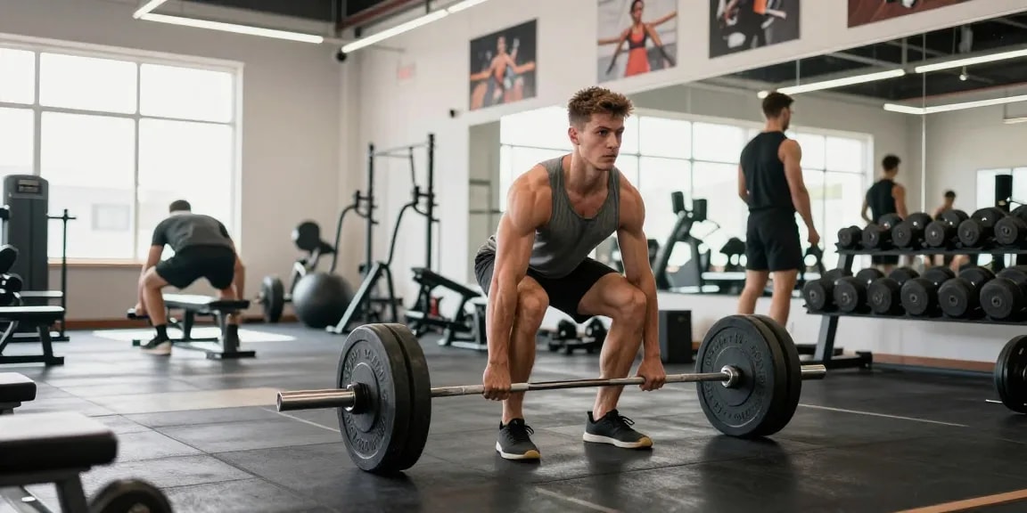 Steroide Boutique featuring a dedicated athlete lifting weights in a dynamic gym environment, showcasing fitness dedication.