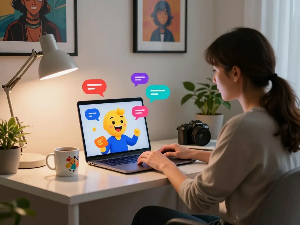 Engaging digital character AI chat experience highlighting a crush on creative interactions.
