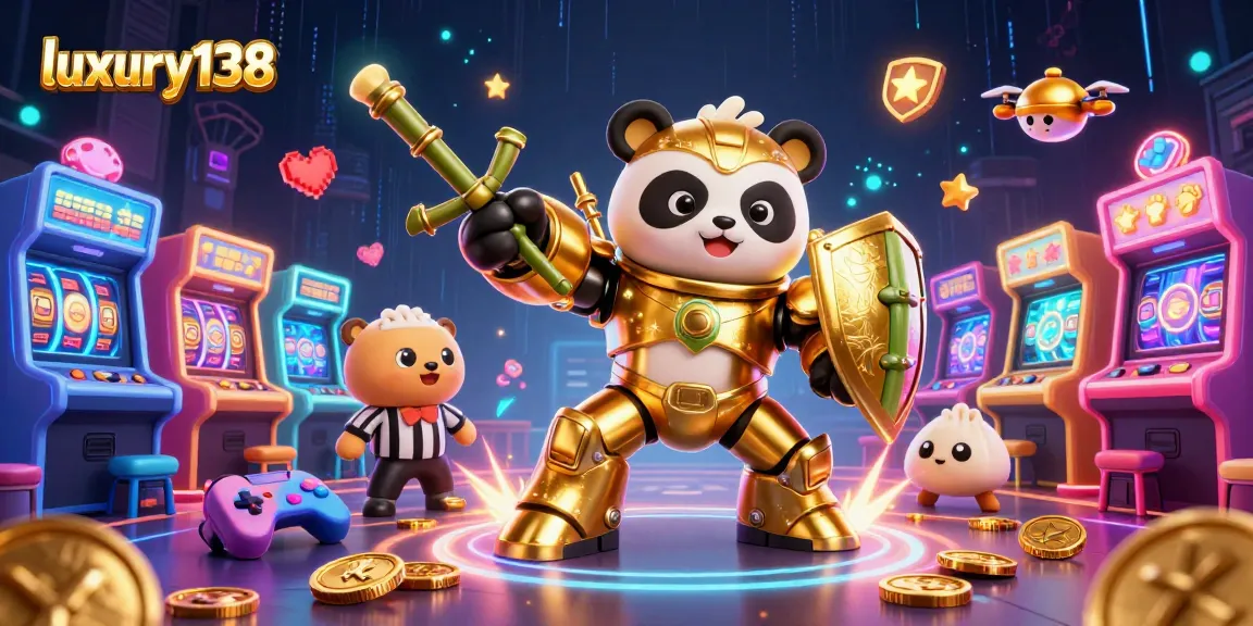 Conquer casino games with luxury138 by spinning slots and winning big! Action-packed 3D illustration.