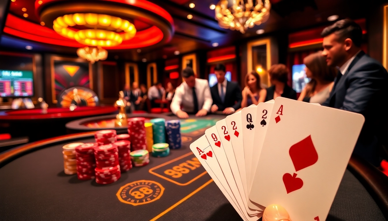 Winning blackjack scene at 98win casino with vibrant colors and casino chips.