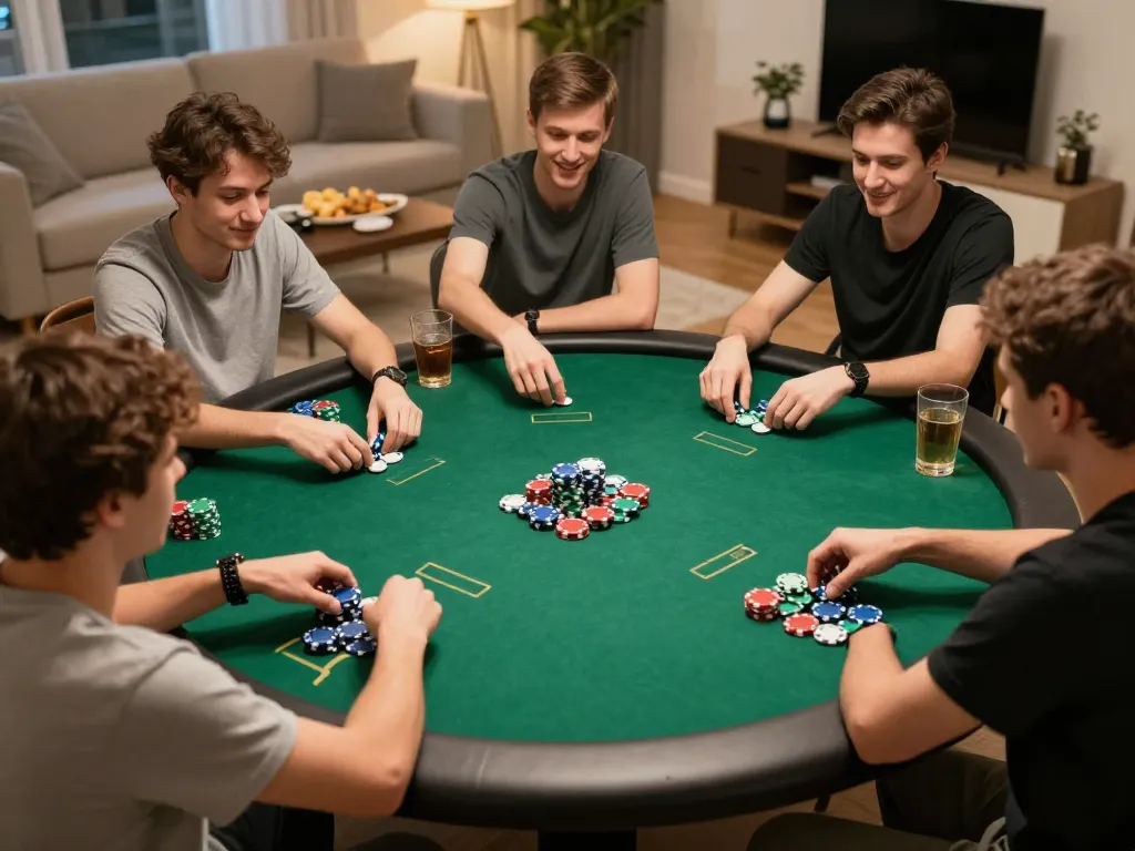 Engaging poker gameplay with friends at home, showcasing excitement for https://oxbet.cn.com/ gaming experience.