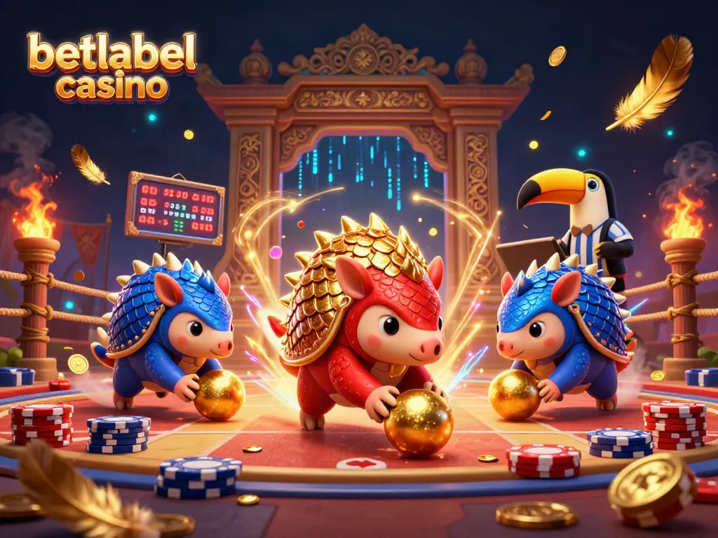 Engage with betlabel casino through vibrant pangolins competing in a rich gambling arena.