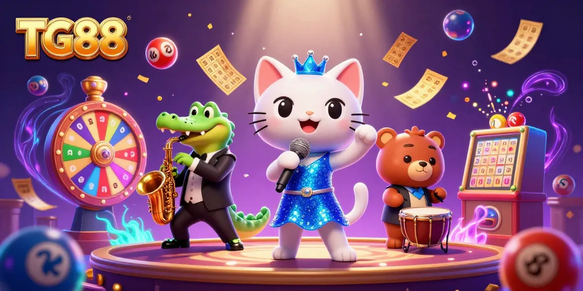 Engage with TG88's vibrant casino scene featuring lively characters and dynamic gaming elements.