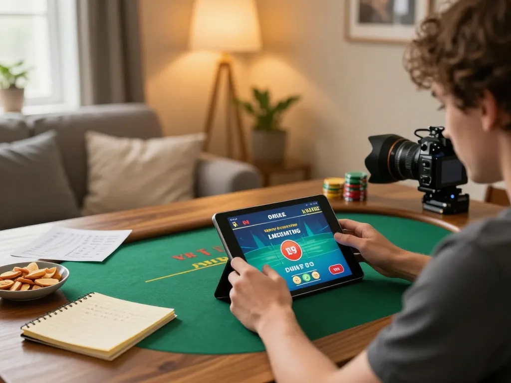 Engage with trang chủ lc88 while playing poker online in a cozy home setting with notes and snacks