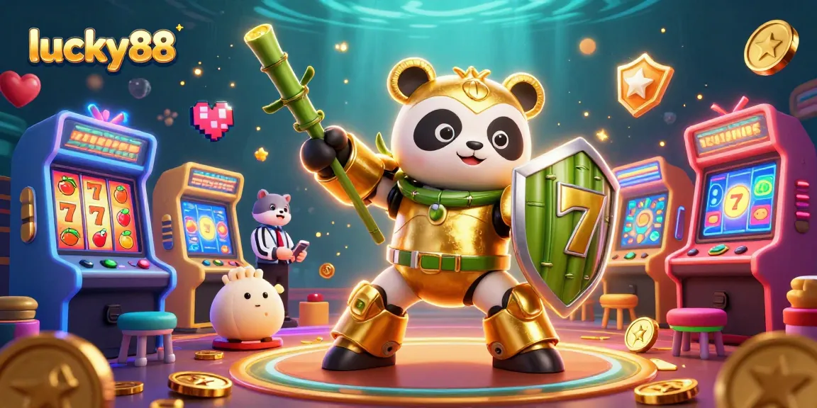 Experience thrilling gameplay at lucky88 with a vibrant 3D illustration of a panda piloting a fighting robot in a casino setting.