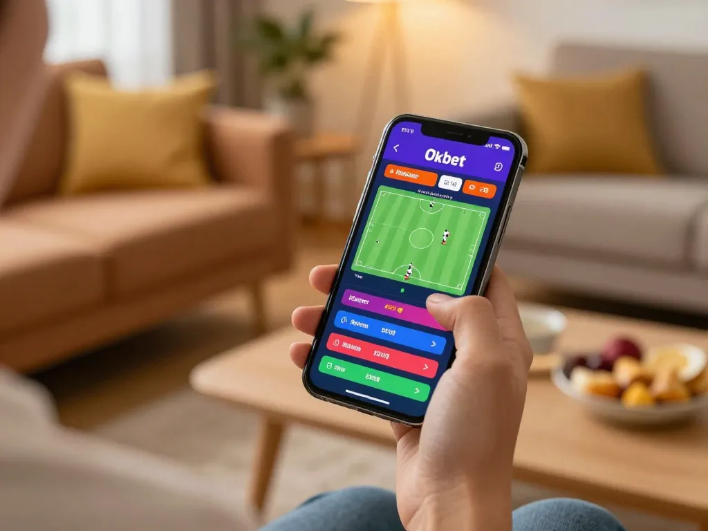 Engaging with Oxbet on a mobile app during a live sports betting session at home.