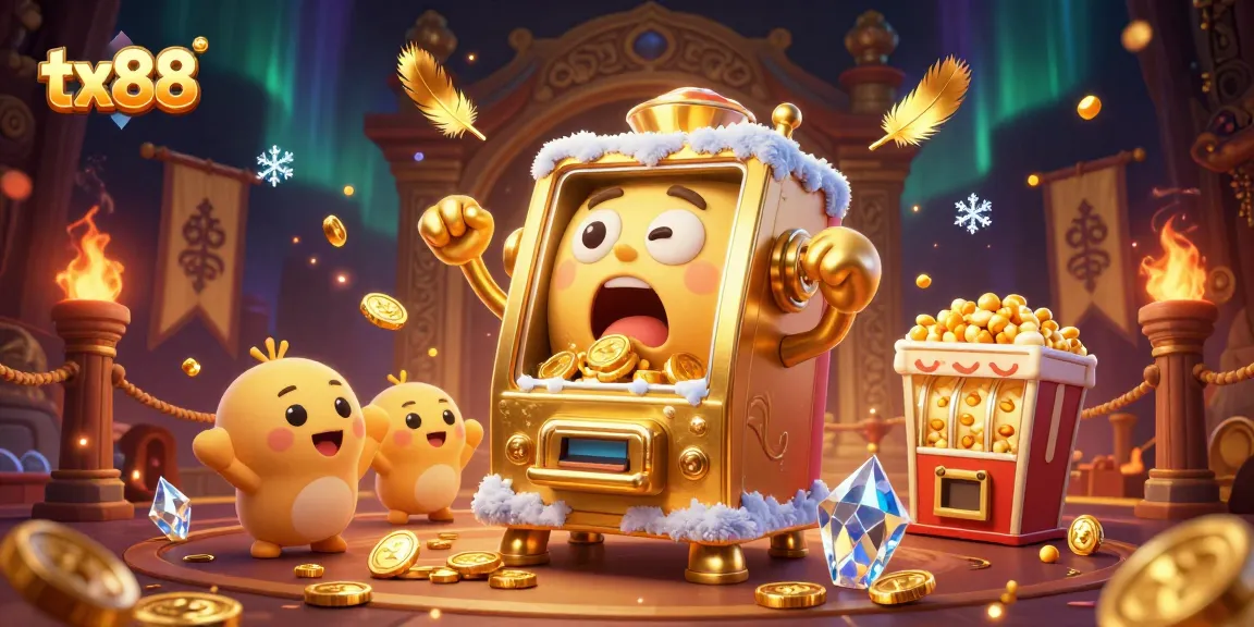 Spin to victory with tx88's vibrant slot machine scene showcasing jackpots and excitement!