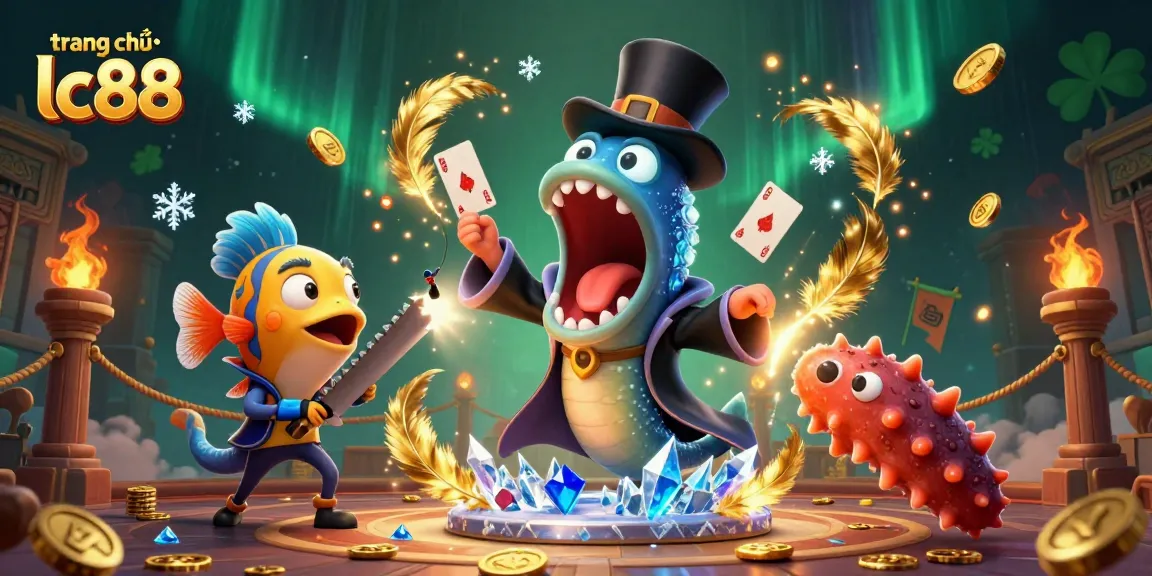 Engage in thrilling card tricks with the bioluminescent gulper eel at trang chủ lc88, amidst dynamic elements of casino excitement.