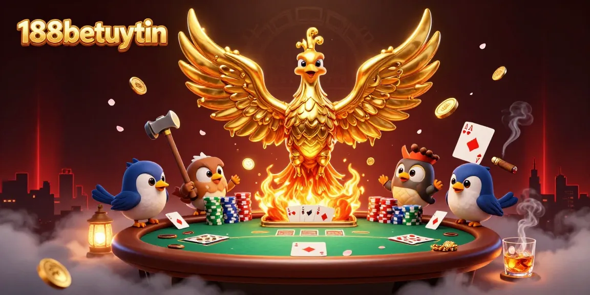 Engage with thrilling gameplay at 188betuytin, showcasing a vivid casino scene filled with rich poker elements.