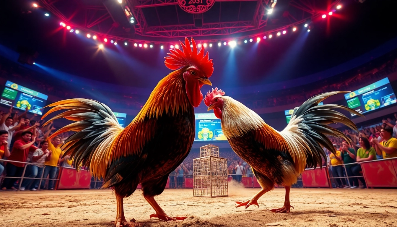 Alo789 Đá gà trực tiếp live cockfighting event showcasing an exciting match.