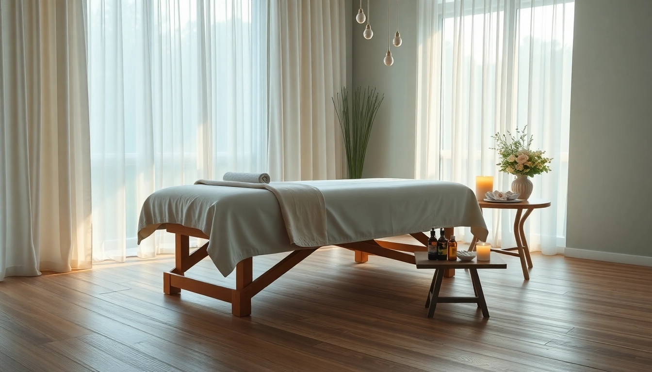 차분한 장식과 마사지 준비가 돋보이는 동탄출장마사지의 편안한 분위기.