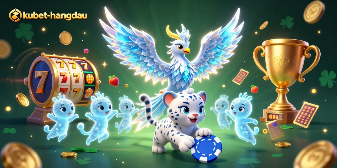 Engage with kubet-hangdau's vibrant casino scene featuring an ice phoenix and playful panda elements.