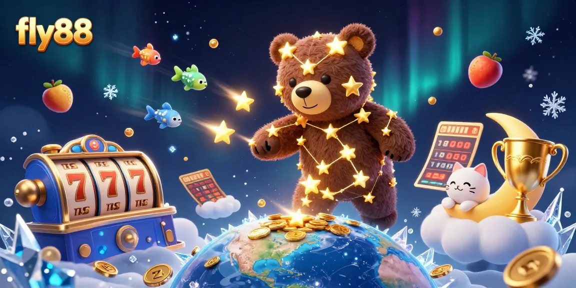 Experience thrilling slots with fly88 while the golden constellation bear scoops coins from Earth