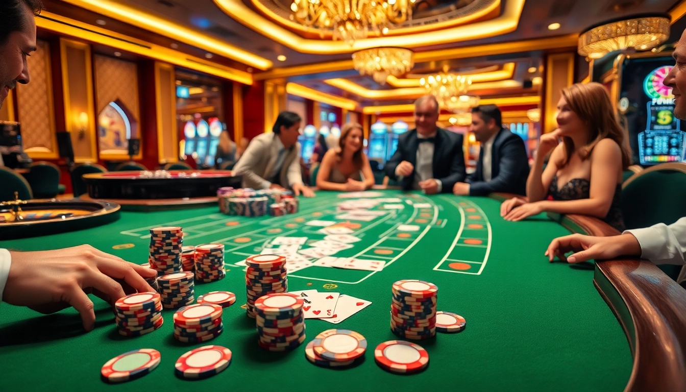 Experience the excitement of free credit baccarat at a lively casino table filled with engaged players.
