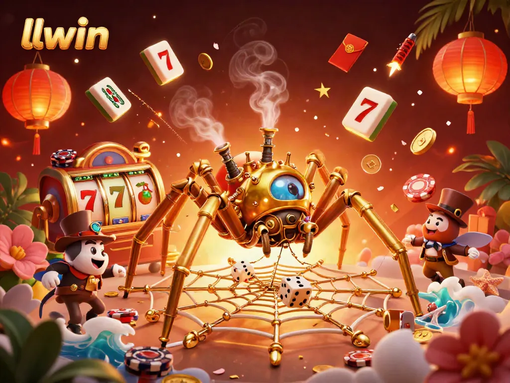 Experience thrilling jackpots with llwin's unique casino illustration featuring vibrant gaming elements.