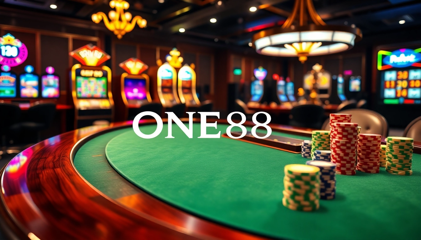 Explore thrilling gaming options at https://one88h.com/ with vibrant poker chips and an upscale casino atmosphere.