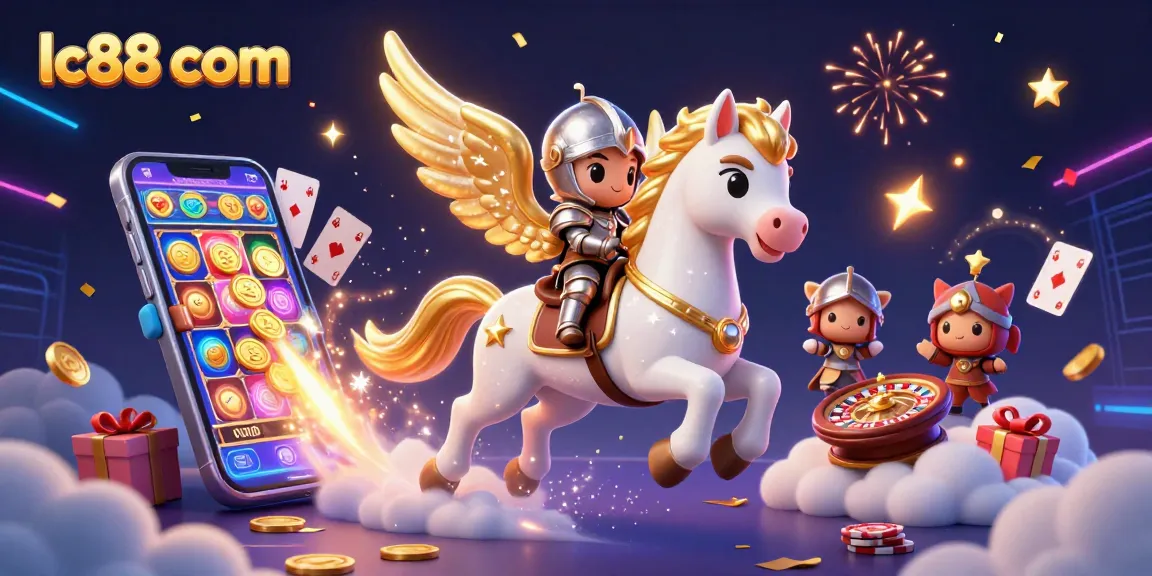 Experience the excitement of lc88 com with a 3D celestial horse and slot games in motion.