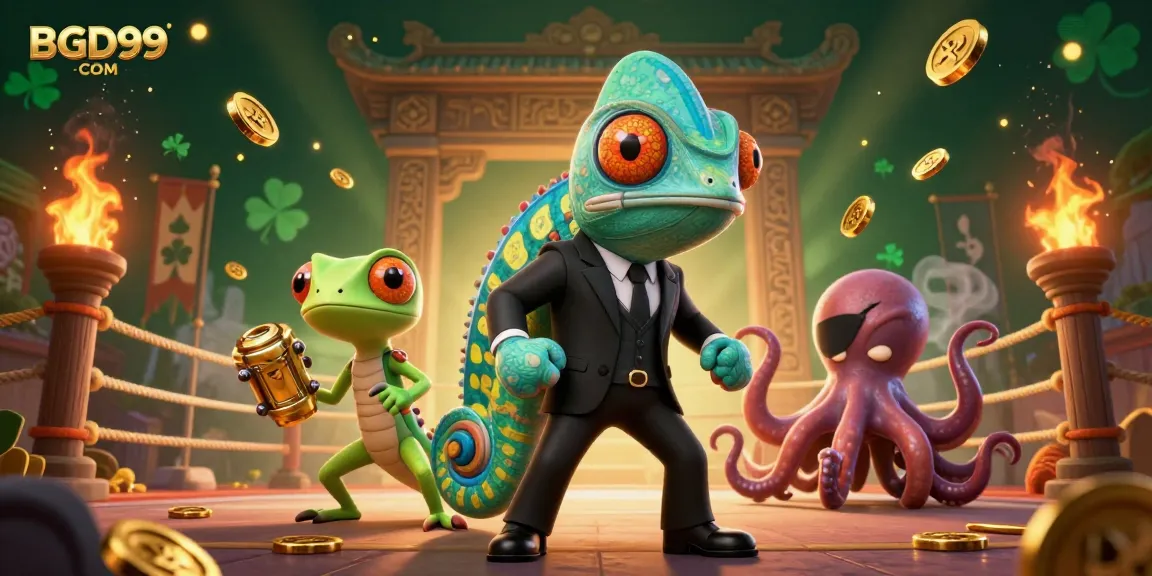 Engage in exciting betting with BGD99 COM in this dynamic 3D casino scene featuring various gambling elements.